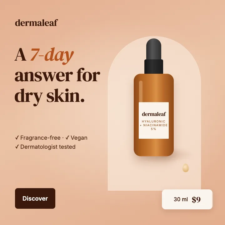 Example Meta ad for Dermaleaf (skincare): “A 7-day answer for dry skin.”