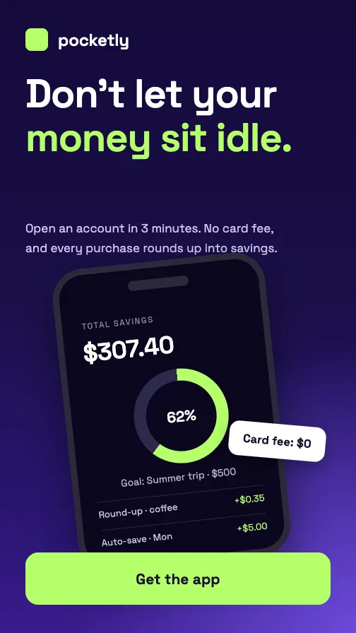 Example Meta ad for Pocketly (fintech app): “Don’t let your money sit idle.”