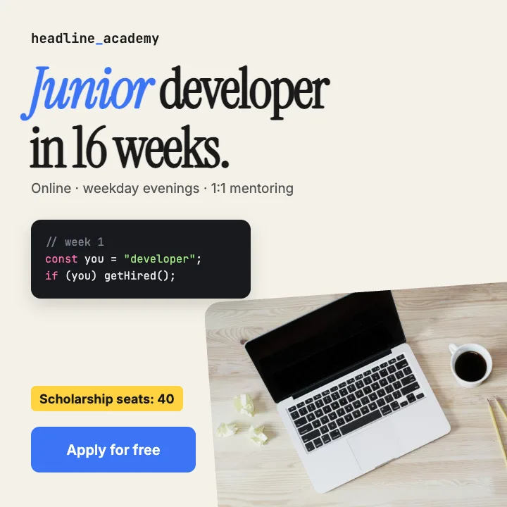 Example Google ad for Headline Academy (education): “Junior developer in 16 weeks.”